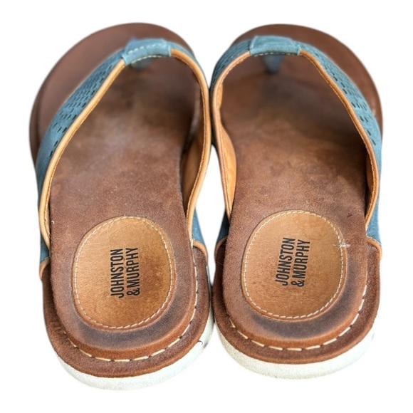 Johnston & Murphy Prescott Thong Sandals Size 10 Stone Blue Leather Thong Sandal - Picture 4 of 13